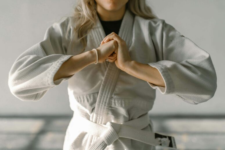 women in karate uniform